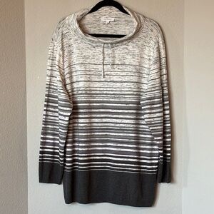 T by Talbots Ombre Stripe Cowlneck Tunic Pullover Top 3X